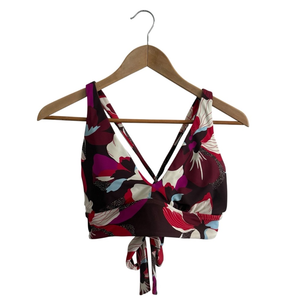 Athleta Plunge Bikini Top D-dd Decadent Chocolate Hero Bloom Large - Picture 12 of 12